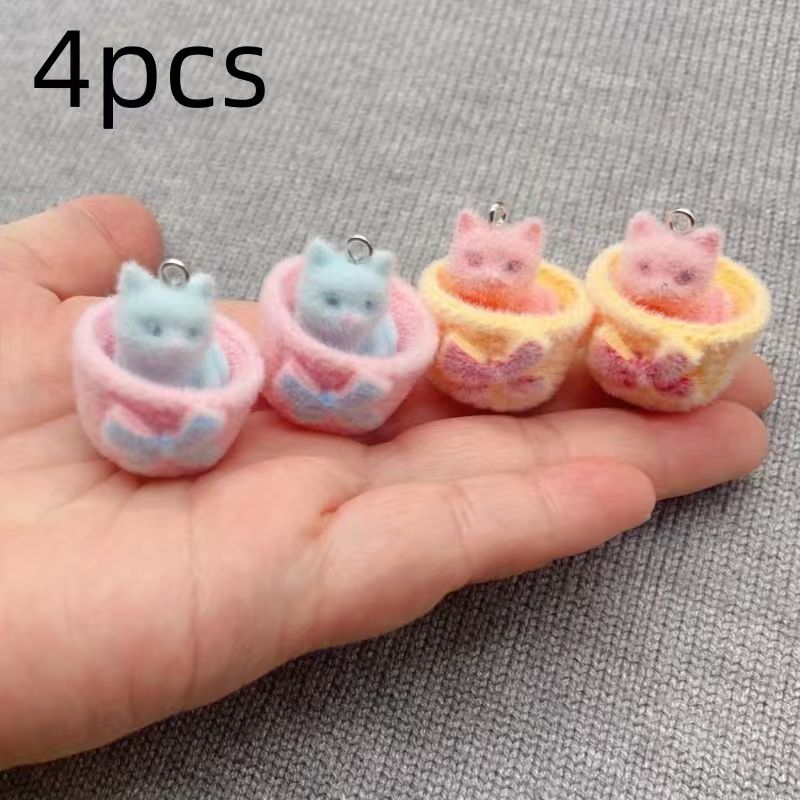 4pcs 3D plush resin cat pendan - огляд і ціна Resin Craft Projects