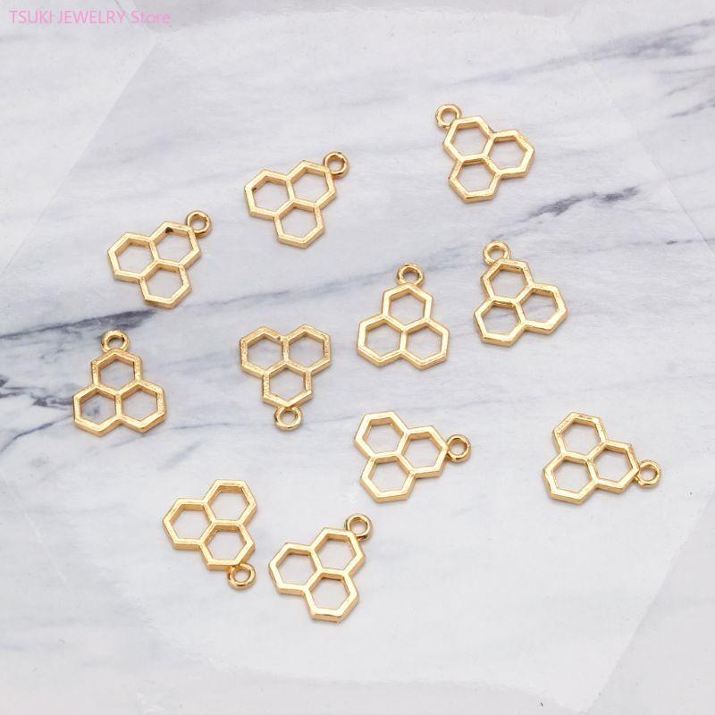 62KE 10x/Set Gold Honeycomb Bl - огляд і ціна Bezels Set Pendant