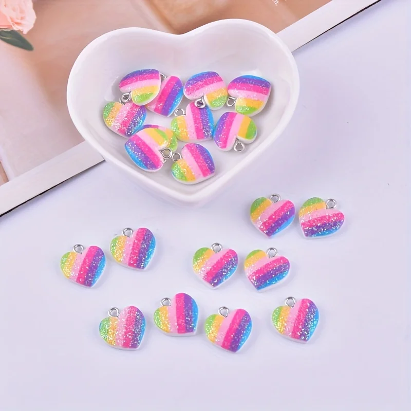 10Pcs Colorful Heart Resin Cha - огляд і ціна Resin Craft Projects