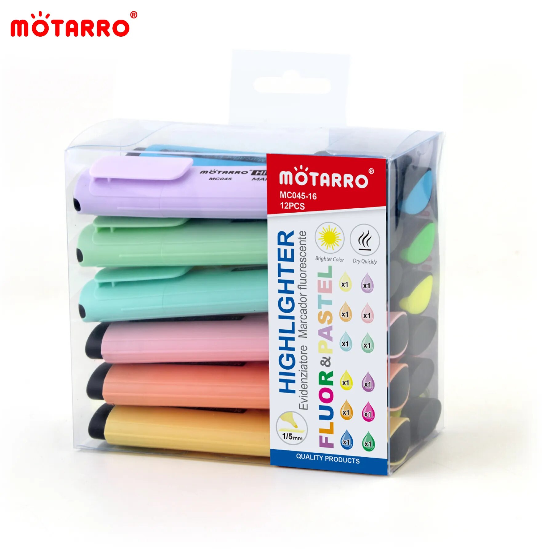 MOTARRO 12Pcs Pvc Box Markers  - огляд і ціна Stabilo Marker Boss