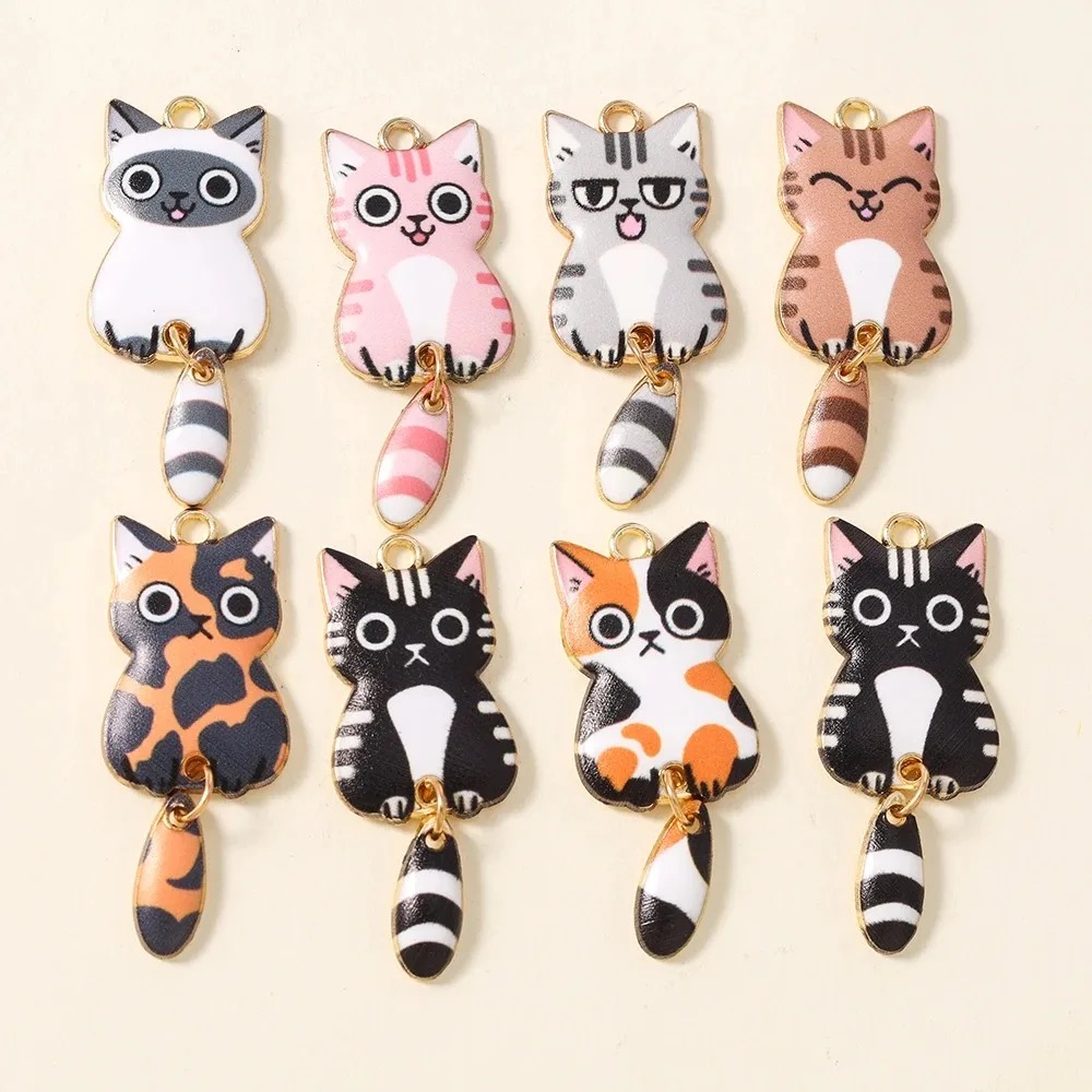 10Pcs 16×39mm Cute Cartoon Cat - огляд і ціна Resin Craft Projects