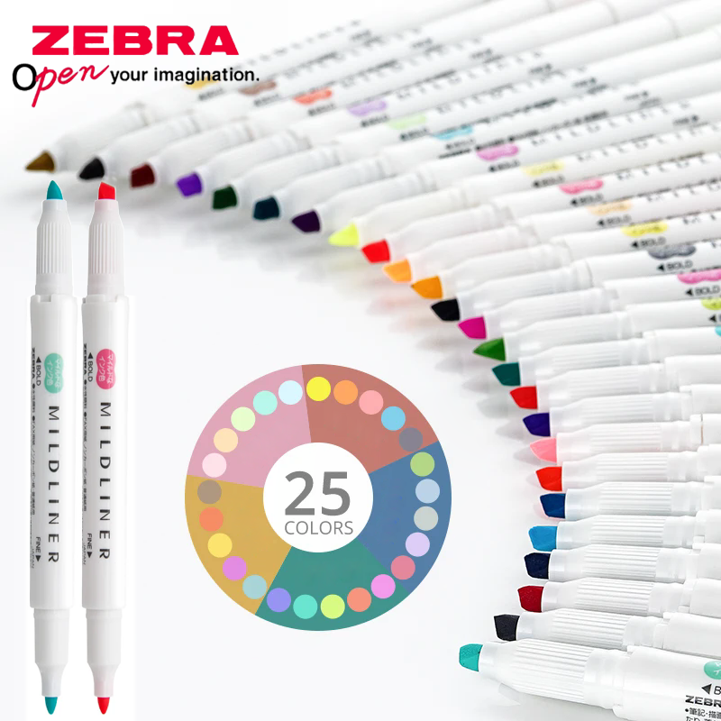 25 Colors Japan ZEBRA Mildline - огляд і ціна Zebra Pen Mildliner