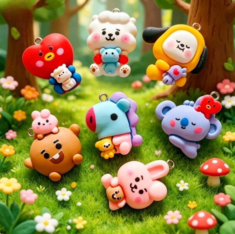 7pcs BT21 Resin Cartoon Charm  - огляд і ціна Resin Crafts