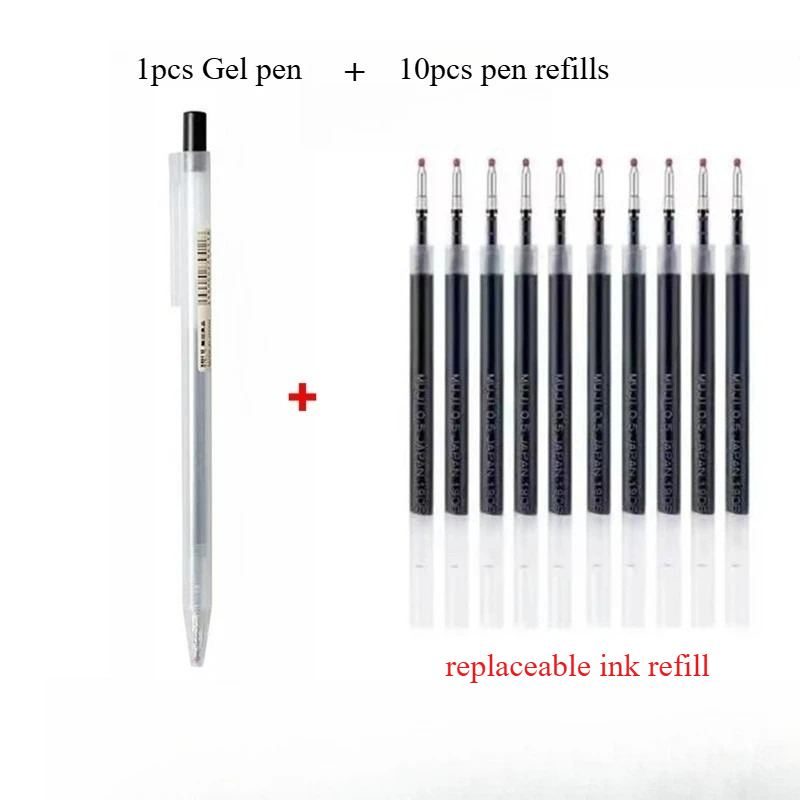 10pcs Press pen refills with 1 - огляд і ціна Muji Stationery Gel Pen