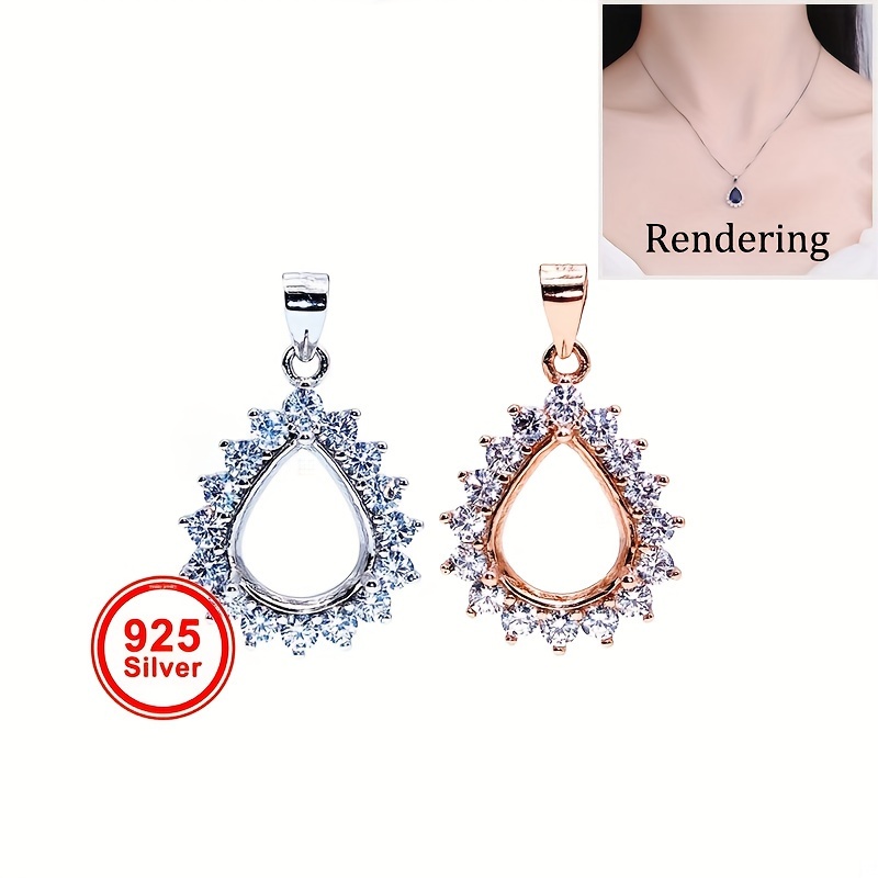 1pc Rose Golden Silvery Tear D - огляд і ціна Bezels Set Pendant