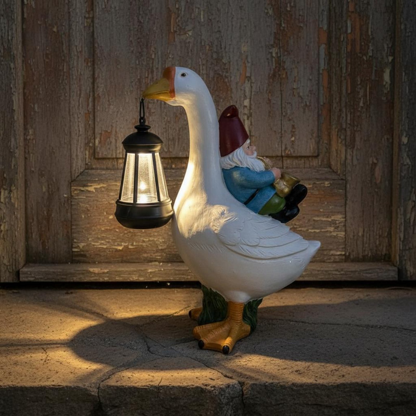 Gnome Riding Goose Statue Weat - огляд і ціна Resin Crafts