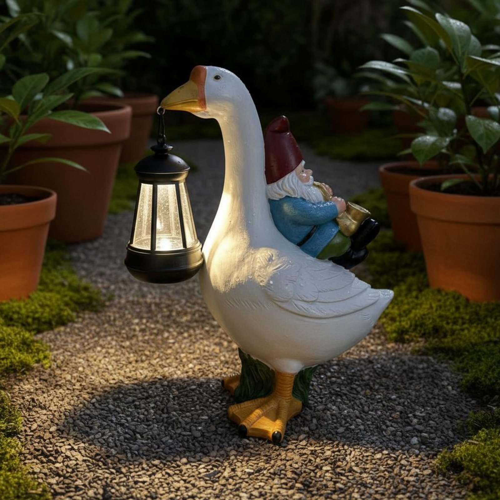 Gnome Riding Goose Statue Weat - огляд і ціна Resin Crafts